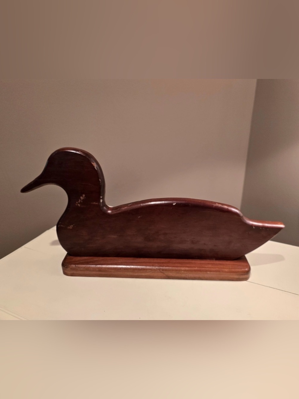 Vintage Wooden Silhouette Duck Decoy Cottagecore Folk Art Flattie Cabin 15.5"